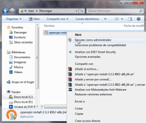 2- Instalar cliente Openvpn en Windows