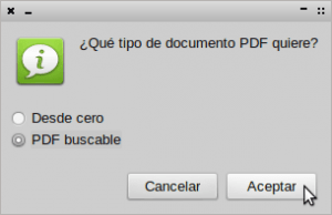 Selección opción PDF buscable