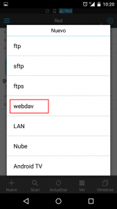Tipo de red WebDAV