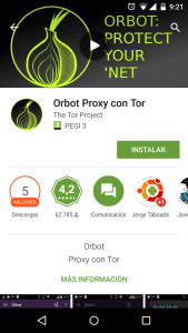 Orbot para conectarse a la red Tor en Android