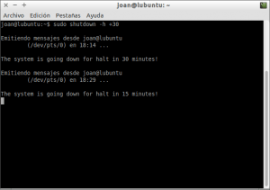 Apagado del ordenador en 30 minutos
