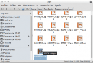 Archivos con extensión powerpoint recuperados