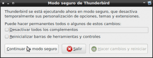 Iniciar Thunderbird en modo seguro