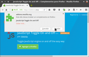 Instalar JavaScript Toggle On and Off en Firefox