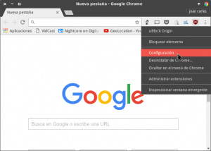 Acceso configuración uBlock Origin Chrome