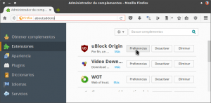Acceder a la configuración de las extensiones en Firefox