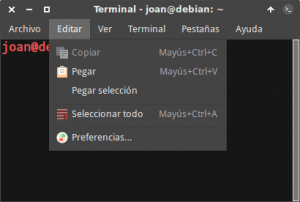 Crear atajo de teclado en xfce4-terminal