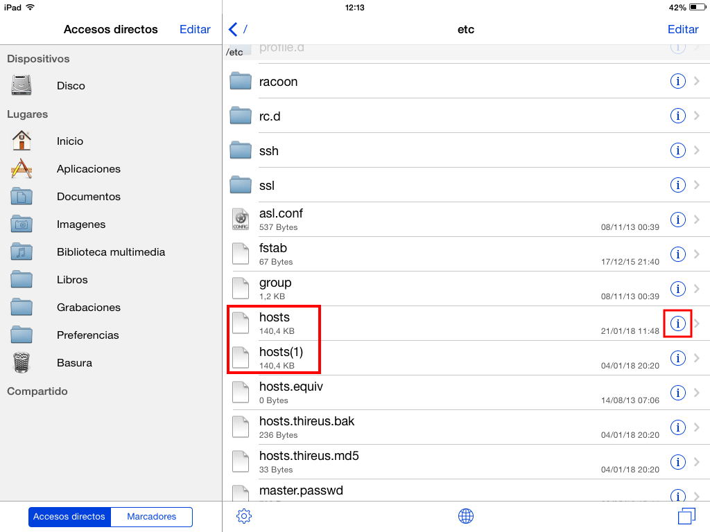 Cambiar el nombre del archivo hosts original