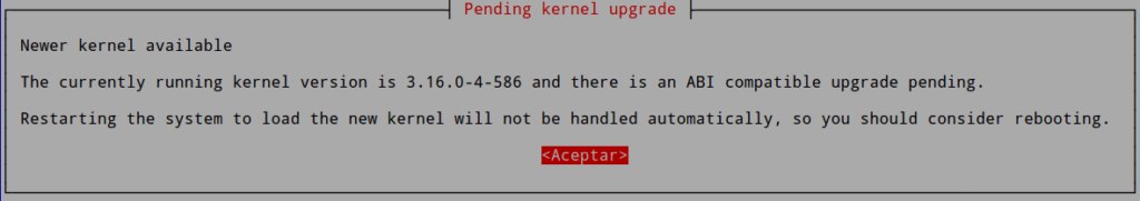 Reiniciar el equipo por una actualización de Kernel