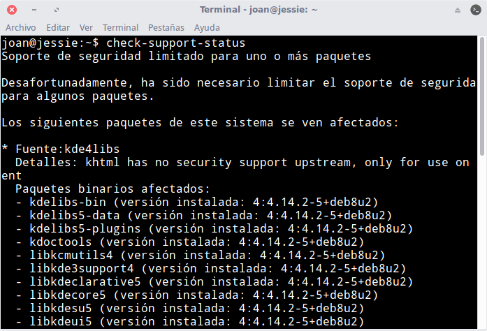 Paquetes sin soporte de seguridad en Debian Jessie
