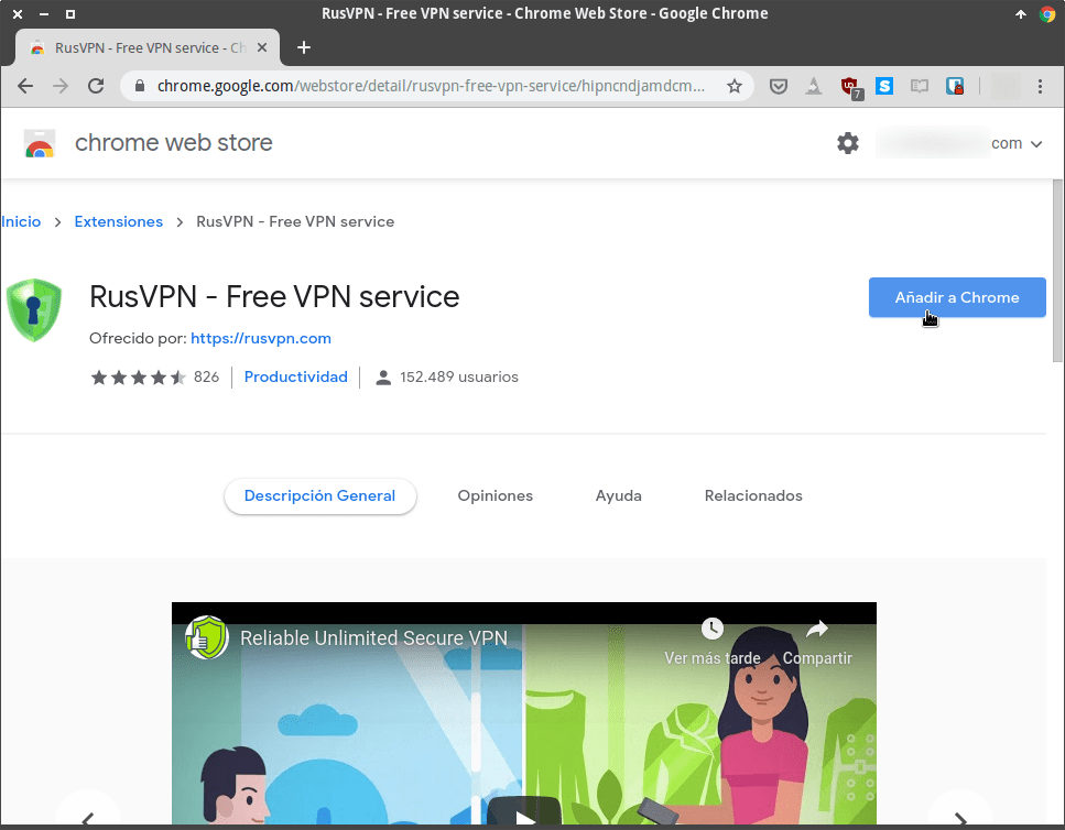 Acceder a la web para instalar RusVPN