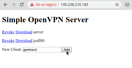Crear un cliente para el servidor VPN