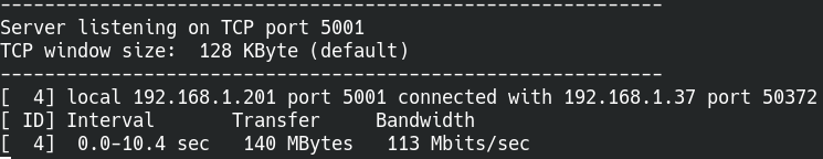 Velocidad de red transfiriendo paquetes de 4096 bites
