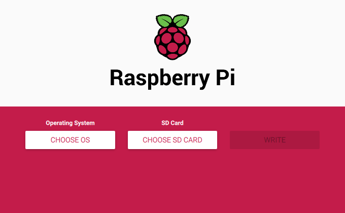 Ventana inicial de Raspberry Pi Imager