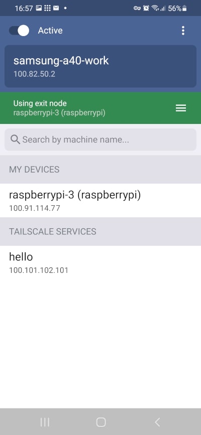 Android conectado a un servidor que actua como nodo de salida